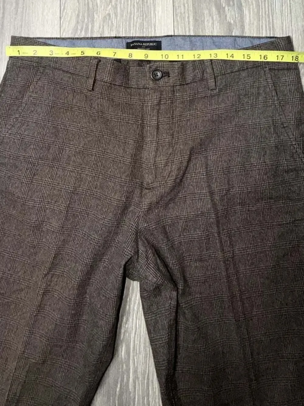 Banana Republic Kentfield Pant Men's Brown Plaid Dress Trousers 35x30